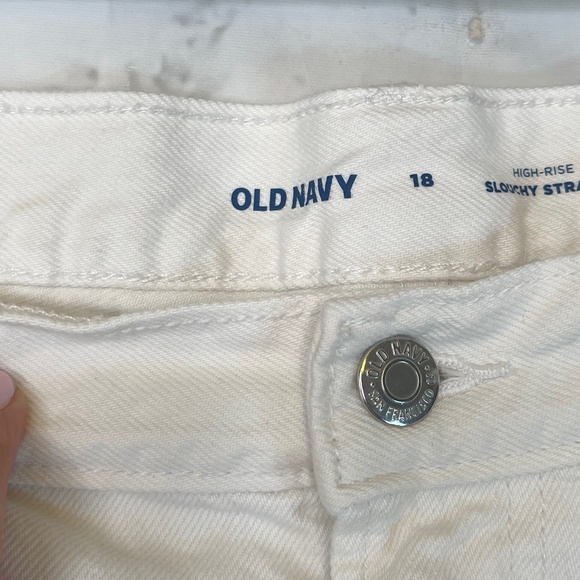 Old Navy Womens White Denim Slouchy Straight High Rise Frayed Shorts Plus 18 - Picture 3 of 5